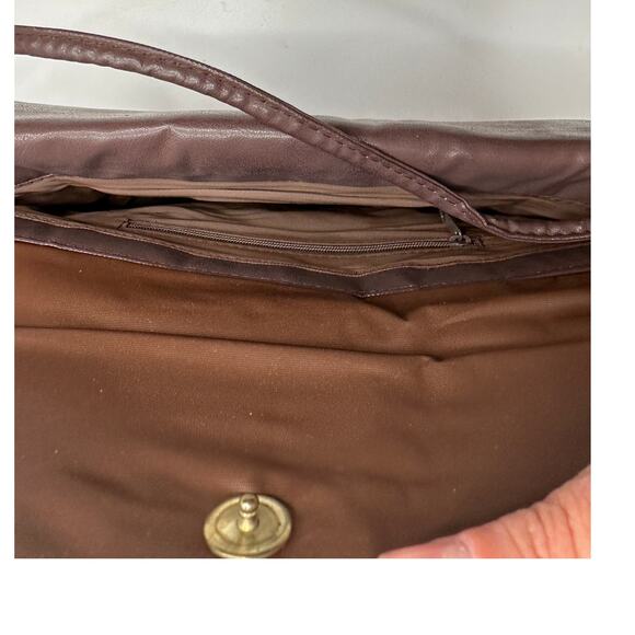 Vintage Brown Handbag Clutch with Strap - Picture 9 of 14